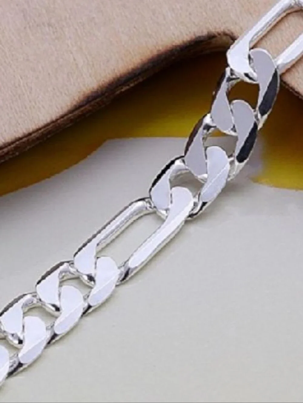 Sterling Silver Figaro Chain Bracelet - Polished Silver